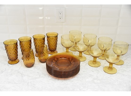Assortment Of Amber Glassware & Dishes