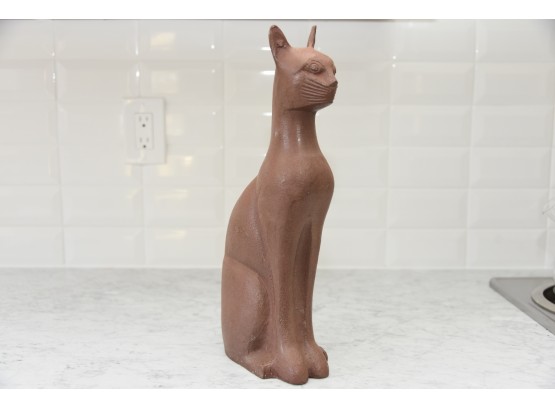 Large Clay Cat Figurine