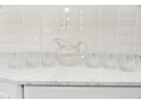 Old Fashion Glass Drinking Set With Pitcher