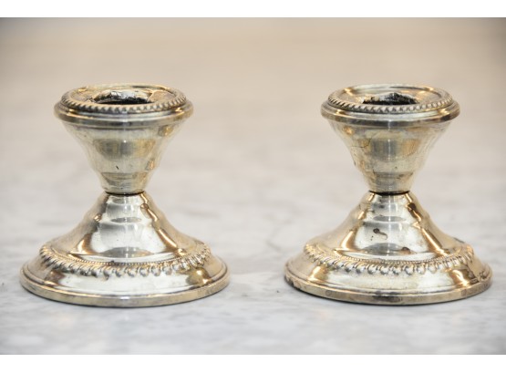 Pair Of Weighted Sterling Sliver Candle Holders