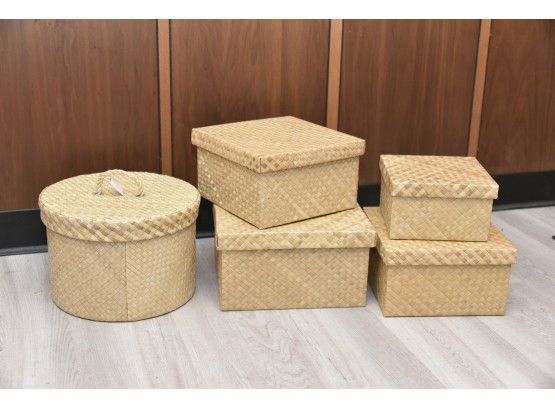 Group Of Rattan Boxes