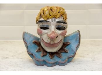 Clay Clown Bust Signed Smith Jean Ralph