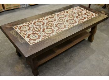 Oak Table With Mosaic Inlay Made In Portugal