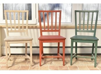 Colorful Trio Of Pottery Barn Wooden Side Chairs