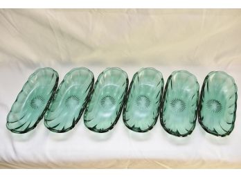 Set Of 6 Green Glass Dishes (#7)