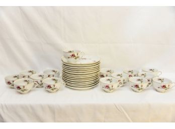 Bella Rose Luncheon Set - 14 Plates 15 Cups (#13)