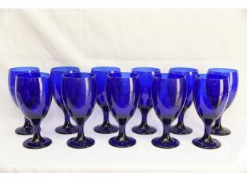 Set Of 11 Blue Water Goblets (#11)