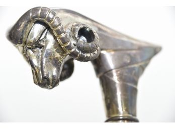 Vintage Signed Silver Plated Rams Head Cane