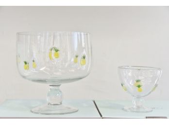 Set Of 12 Williamsburg Pineapple Welcome Dessert Coupes & Trifle Bowl
