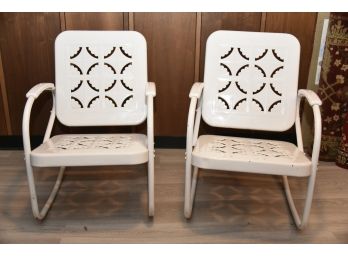 Pair Of White Outdoor Rocking Chairs