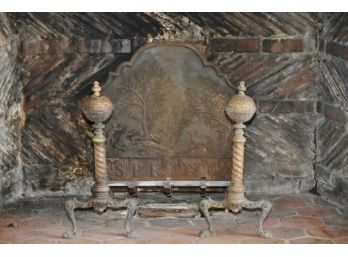 Fireplace Andirons And Heat Shield