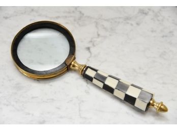 Vintage Magnifying Glass With Checkerboard Handle