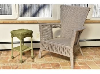 Wicker Armchair & Side Table