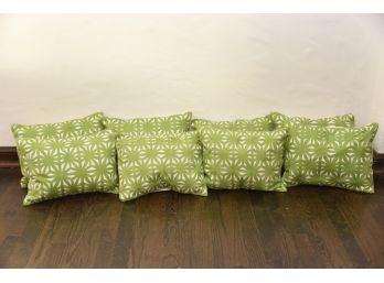 Set Of Green & White Throw Pillows