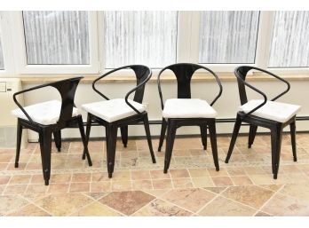 Group Of 4 'dimensions' Black Metal Chairs