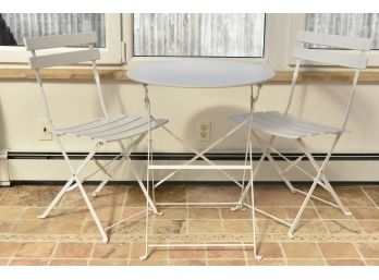 White Bistro Patio Folding Chair & Table Set