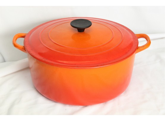 Vintage Large Flame Orange Le Creuset 7.25 Qt Dutch Oven