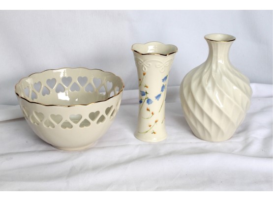 Lenox Pierced Bowl & Vases