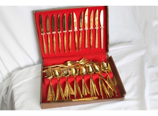 Gold Plated Flatware Set With Case