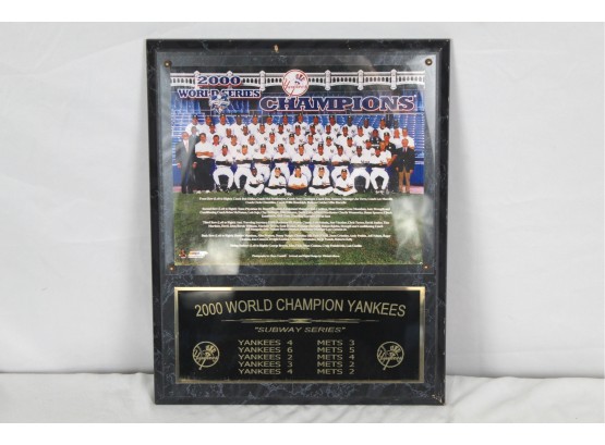 2000 World Champs Yankees Plaque