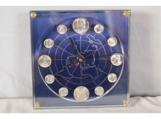 Silver Orbit Coin Clock