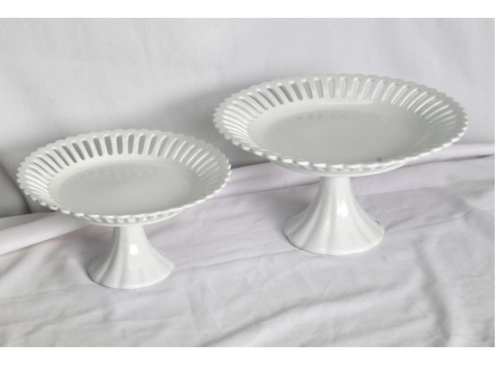 Two Pierced Porcelain Cake Stands