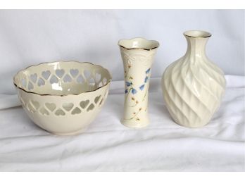 Lenox Pierced Bowl & Vases