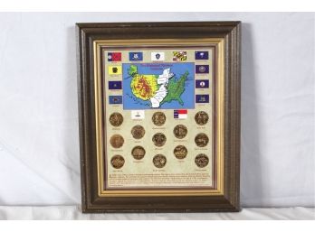 The Historical Thirteen Colonies Coins Framed