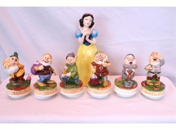 Vintage Schmid Snow White & Seven Dwarves Wind Up Music Figurines