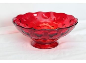 Ruby Red Footed Glass Bowl