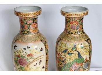 Gorgeous Pair Of Large Royal Satsuma Vases