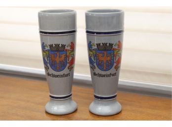 Pair Of Schweinfurt Ceramic Tall Glasses