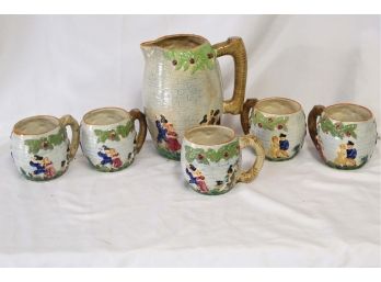 Hand Painted Drinking Set With Pitcher