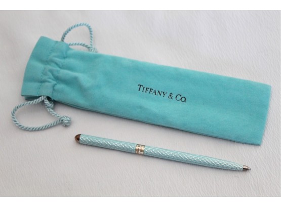 Tiffany & Co Sterling Silver Blue Diamond Purse Ball Pen