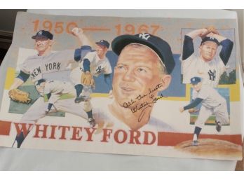 Whitey Ford Signed Wall Poster 21 X 14 Guaranteed Authentic