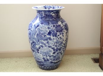 Gorgeous Antique Asian Blue & White Porcelain Floor Vase