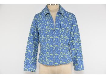 Funky Vintage Blue And Lime Green Blazer By Doncaster Size 6- MC107
