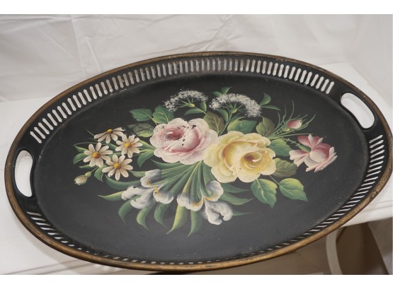 Vintage Pilgrim Art Floral Hand Painted Serving Tray