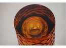 Set Of 8 Amber Colored Crystal Drinking Glasses