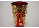 Set Of 5 Gold Stem Hand Painted Italian Champagne Flutes
