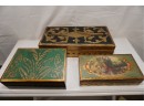 Trio Of Wooden Trinket Boxes And Tissue Box Cover