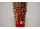 Set Of 5 Gold Stem Hand Painted Italian Champagne Flutes