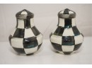 Pair Of Handmade Checkerboard Salt And Pepper Shakers