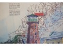 Sands Point Long Island Lighthouse On Map Signed And Numbered By Artist