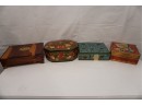 Group Of Wooden Trinket Boxes Including Hand Painted
