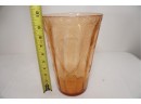 Amber Colored Etched Vase