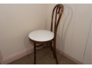 Pair Of Wooden Chairs With White Seats