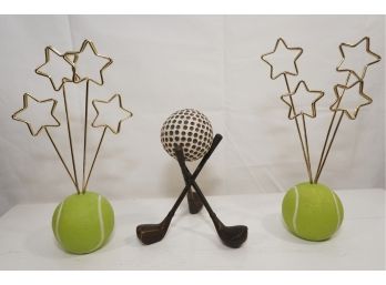Trio Of Sports Trinkets Including Tennis Ball Photo Holders