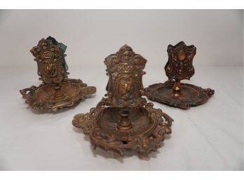 Trio Of Vintage Brass Candle Holders