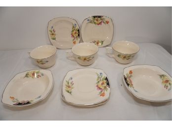 9 Piece Paden City Pottery Teacups Saucers And Bowls